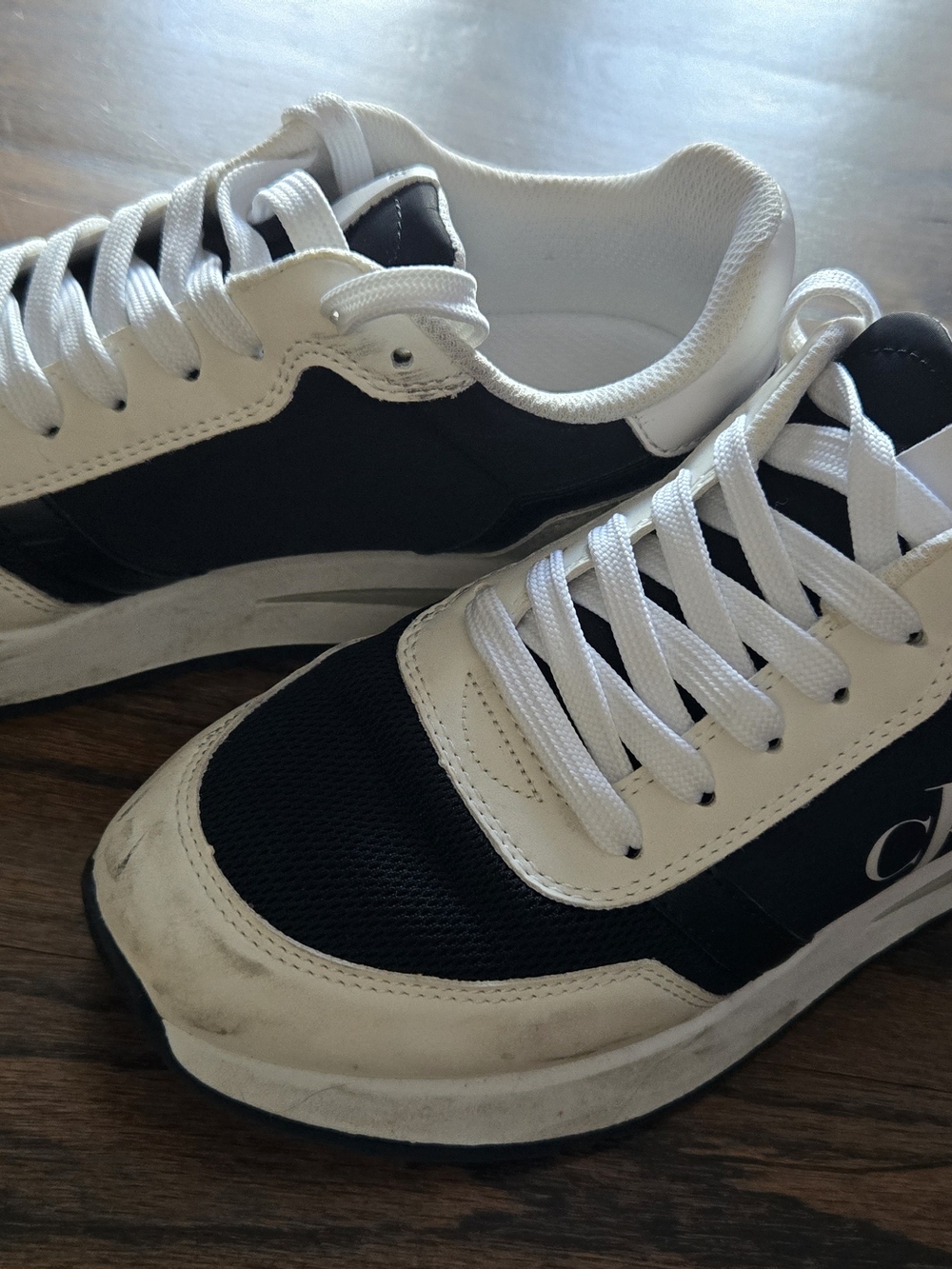 Calvin Klein Navy and White Women's Lace-Up Sneakers